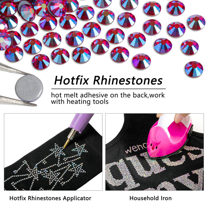 Beadsland Hotfix Rhinestones, Crystal Rhinestones for Crafts Clothes DIY Decoration-Light Siam AB