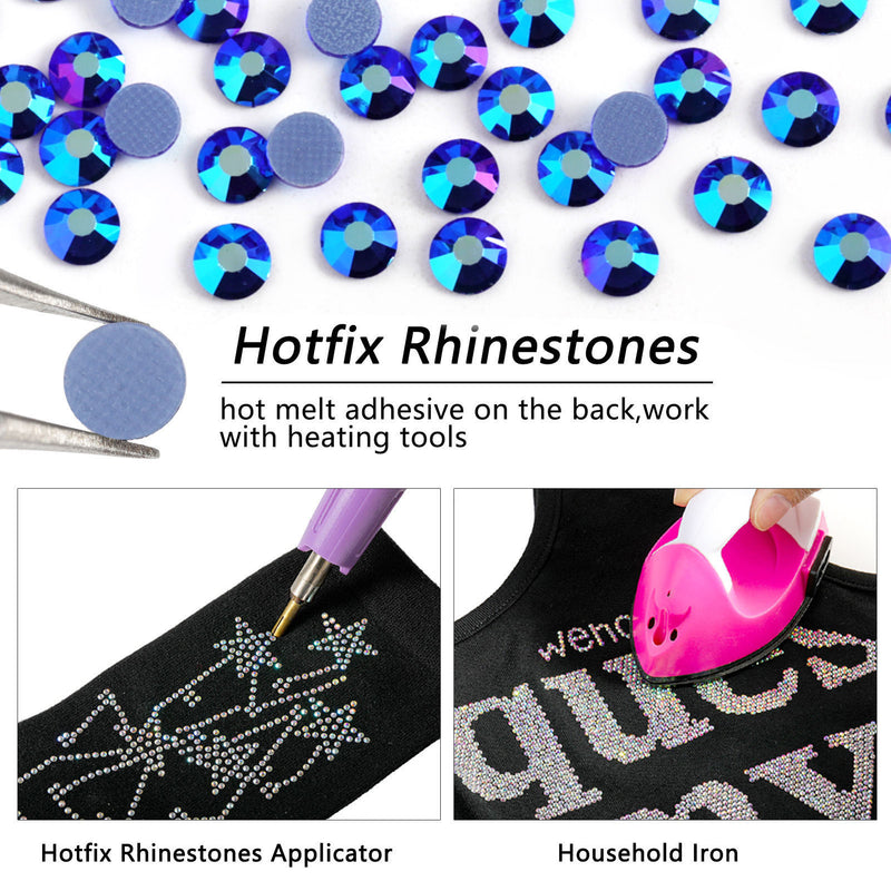 Beadsland Hotfix Rhinestones, Crystal Rhinestones for Crafts Clothes DIY Decoration-Sapphire AB