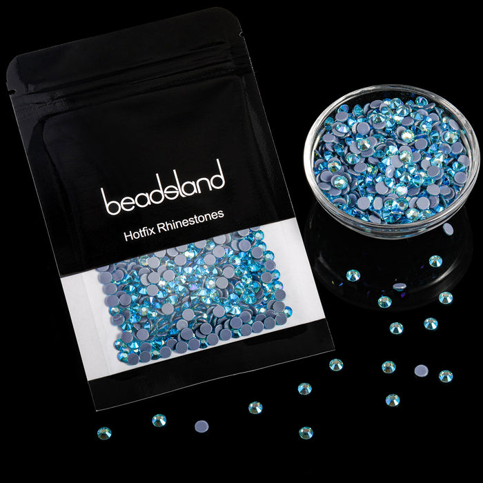 Beadsland Hotfix Rhinestones, Crystal Rhinestones for Crafts Clothes DIY Decoration- Aquamarine AB