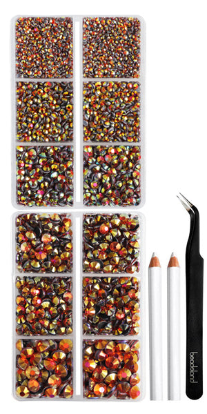 6736pcs Hotfix Rhinestones for Crafts Clothes Mixed 5 Sizes, Hotfix Crystals with Tweezers and Wax Pencil Kit, SS6-SS30- Hyacinth AB