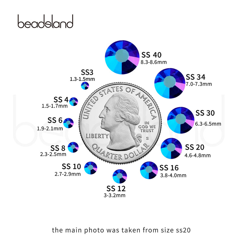 Beadsland Hotfix Rhinestones, Crystal Rhinestones for Crafts Clothes DIY Decoration-Sapphire AB