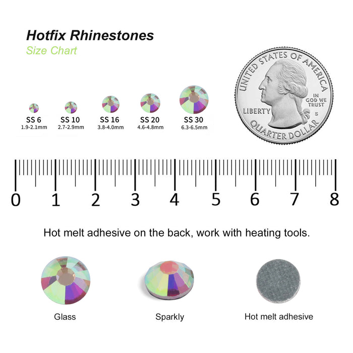 Hotfix Rhinestones Bulk for Crafts Clothes,Hotfix Crystals DIY Decoration, SS6-SS30 - Clear AB