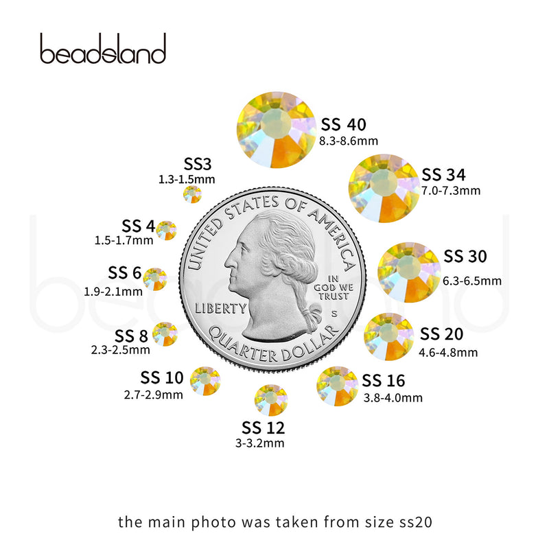 Beadsland Hotfix Rhinestones, Crystal Rhinestones for Crafts Clothes DIY Decoration-Citrine AB