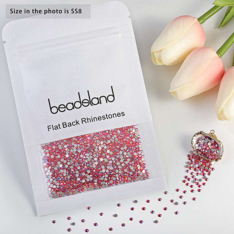 Beadsland Flat Back Crystal Rhinestones Round Gems For Nail Art And Craft Glue Fix - Hyacinth AB