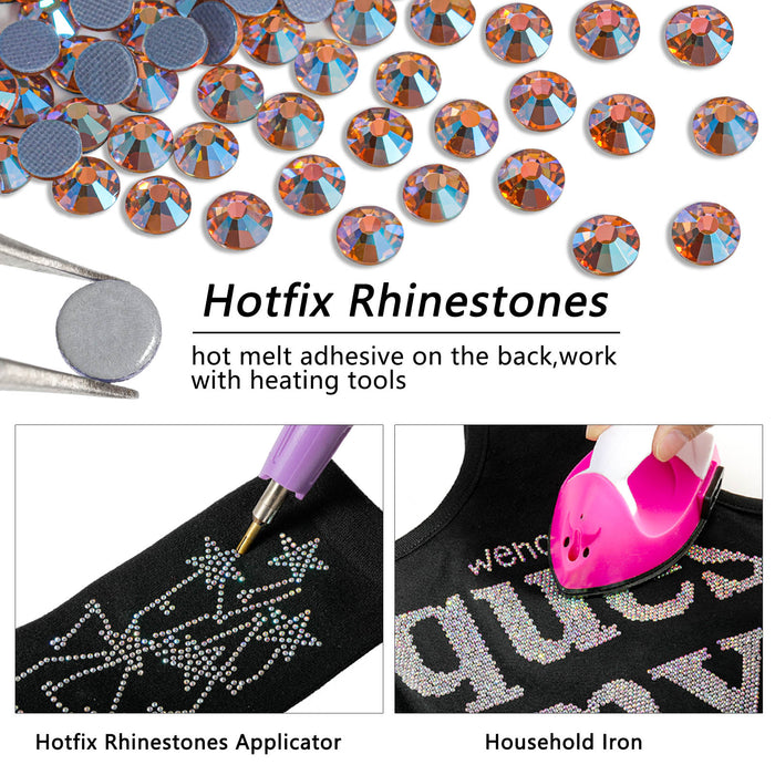 Beadsland Hotfix Rhinestones, Crystal Rhinestones for Crafts Clothes DIY Decoration- Champagne AB