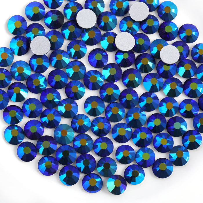 Beadsland Kristall-Strasssteine ​​mit flacher Rückseite, runde Edelsteine ​​für Nagelkunst und Kunsthandwerk, zum Kleben – Aquamarin AB