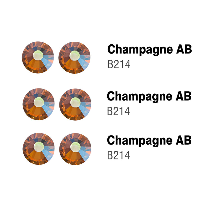 Beadsland Flat Back Crystal Rhinestones Round Gems For Nail Art And Craft Glue Fix - Champagne AB