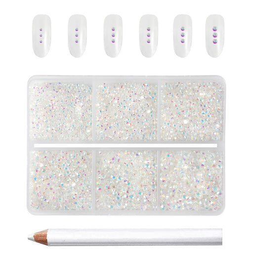  Beadsland Rhinestones for Makeup,8 Sizes 2500pcs Crystal  Flatback Rhinestones Face Gems for Nails Crafts with Tweezers and Wax  Pencil,Transparent AB,SS4-SS30