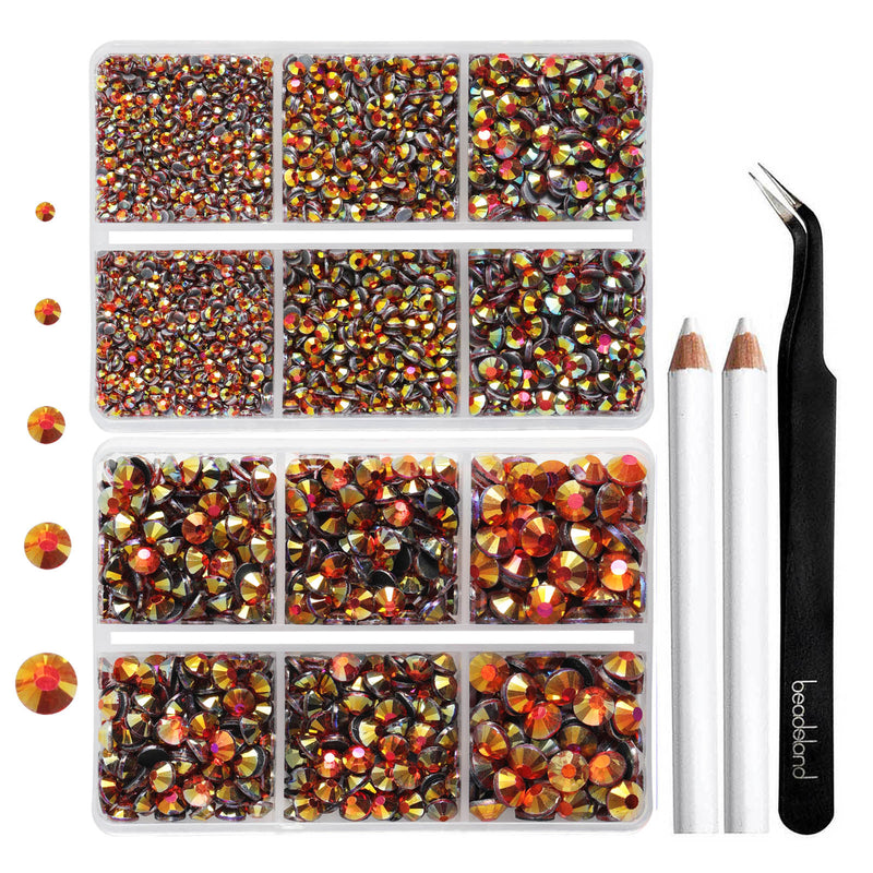 6736pcs Hotfix Rhinestones for Crafts Clothes Mixed 5 Sizes, Hotfix Crystals with Tweezers and Wax Pencil Kit, SS6-SS30- Hyacinth AB