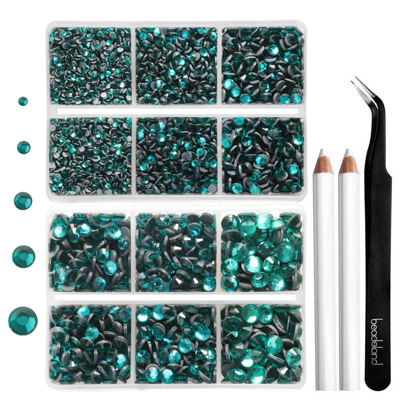 6736pcs Hotfix Rhinestones for Crafts Clothes Mixed 5 Sizes, Hotfix Crystals with Tweezers and Wax Pencil Kit, SS6-SS30- Blue Zircon