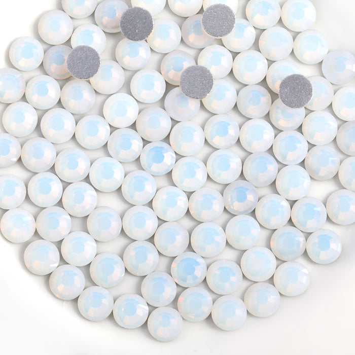 Beadsland Flat Back Crystal Rhinestones Round Gems For Nail Art And Craft Glue Fix - White Opal