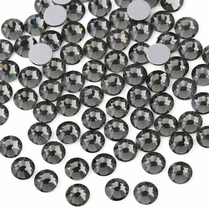 Beadsland Flat Back Crystal Rhinestones Round Gems For Nail Art And Craft Glue Fix - Black Diamond