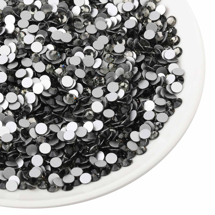 Beadsland Flat Back Crystal Rhinestones Round Gems For Nail Art And Craft Glue Fix - Black Diamond