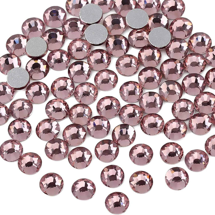 Beadsland Flat Back Crystal Rhinestones Round Gems For Nail Art And Craft Glue Fix- Light purple