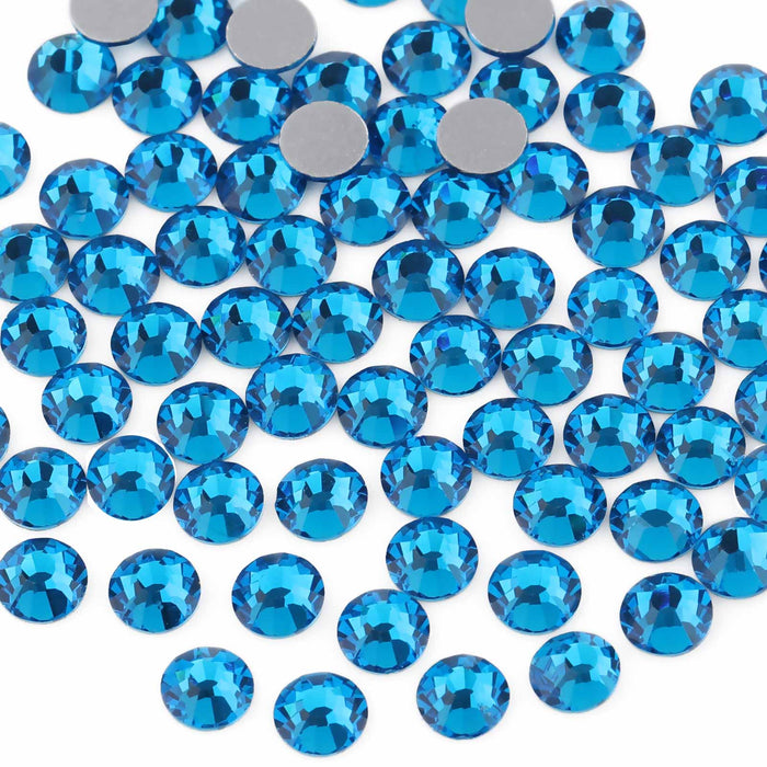 Beadsland Kristall-Strasssteine ​​mit flacher Rückseite, runde Edelsteine ​​für Nagelkunst und Bastelarbeiten, zum Kleben – Capriblau