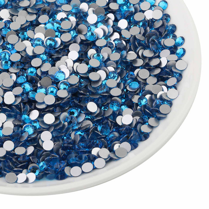 Beadsland Kristall-Strasssteine ​​mit flacher Rückseite, runde Edelsteine ​​für Nagelkunst und Bastelarbeiten, zum Kleben – Capriblau