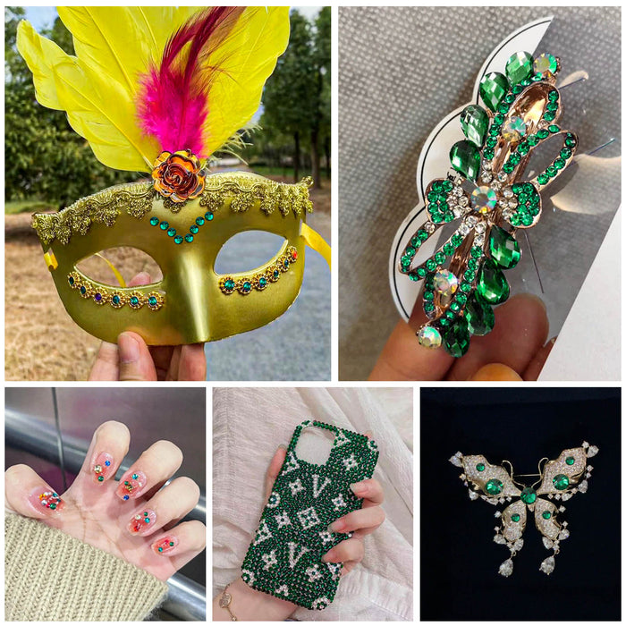 Beadsland Kristall-Strasssteine ​​mit flacher Rückseite, runde Edelsteine ​​für Nagelkunst und Bastelarbeiten, Klebefixierung – Smaragd