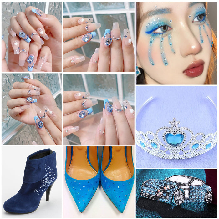 Beadsland Kristall-Strasssteine ​​mit flacher Rückseite, runde Edelsteine ​​für Nagelkunst und Bastelarbeiten, zum Kleben – Hellsaphir