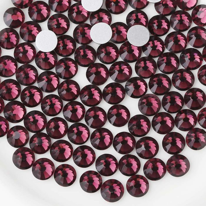 Beadsland - Diamantes de imitación de cristal con parte trasera plana, gemas redondas para decoración de uñas y pegamento para manualidades, color amatista