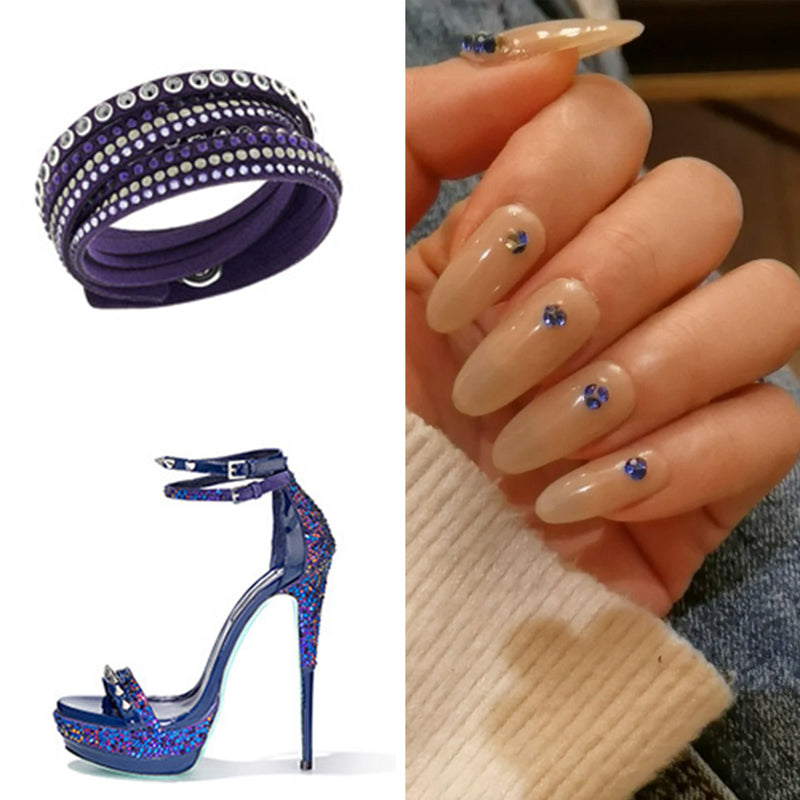 Beadsland Flat Back Crystal Rhinestones Round Gems For Nail Art And Craft Glue Fix- Purple Velvet