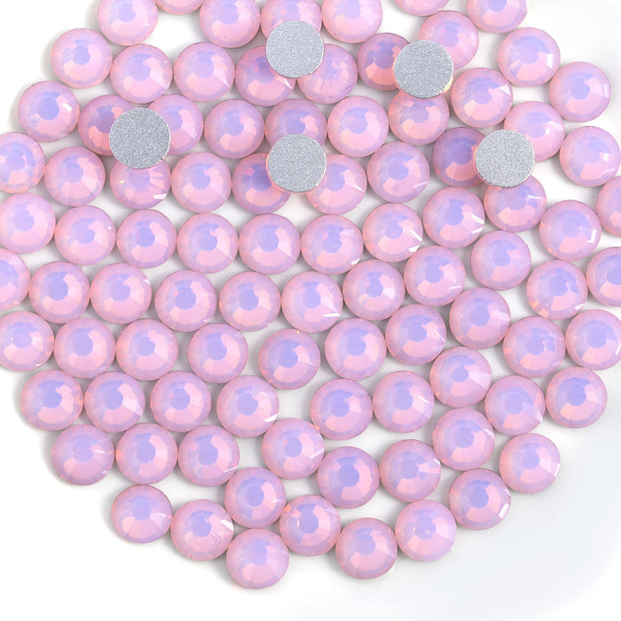 Beadsland Flat Back Crystal Rhinestones Round Gems For Nail Art And Craft Glue Fix - Light Rose Opal