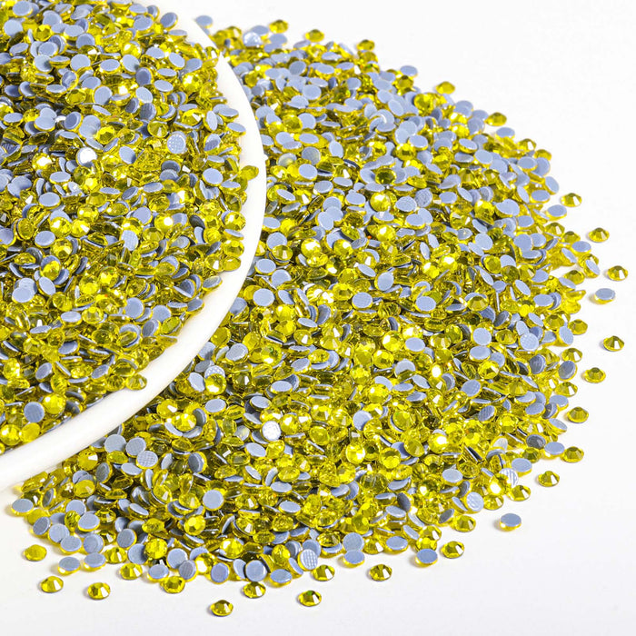 Beadsland Hotfix Rhinestones Bulk, 14400pcs Hot Fix Rhinestones para manualidades Ropa Decoración DIY, SS10-SS30-Lemon Yellow