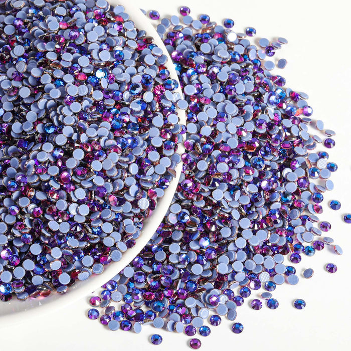 Beadsland Hotfix Rhinestones Bulk, 14400pcs Hot Fix Rhinestones para manualidades Ropa DIY Decoración, SS10-SS30-Purple Velvet