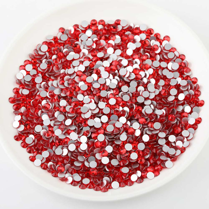 Beadsland Flat Back Crystal Rhinestones Round Gems For Nail Art And Craft Glue Fix - Light Siam