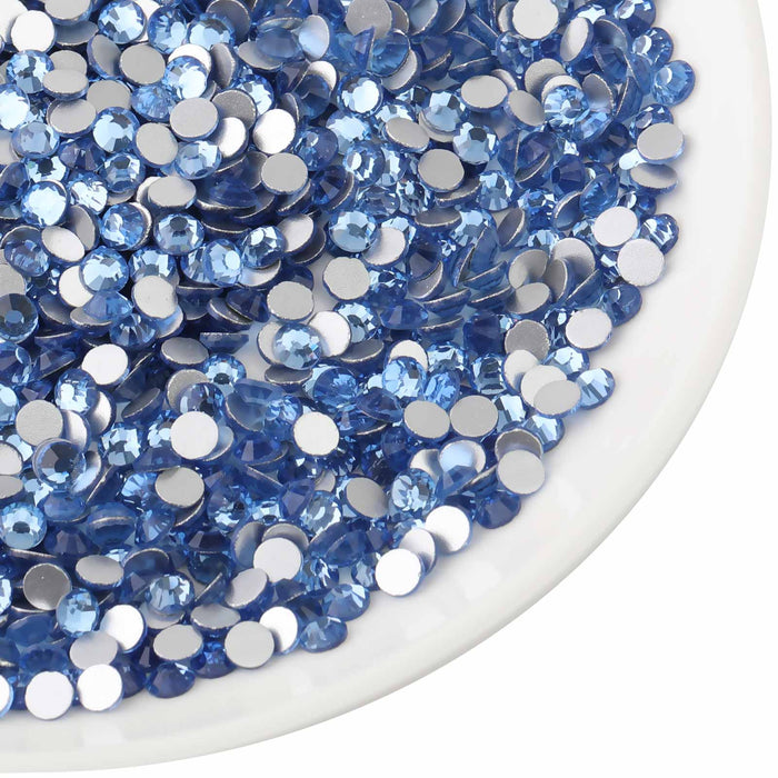 Beadsland Kristall-Strasssteine ​​mit flacher Rückseite, runde Edelsteine ​​für Nagelkunst und Bastelarbeiten, zum Kleben – Hellsaphir