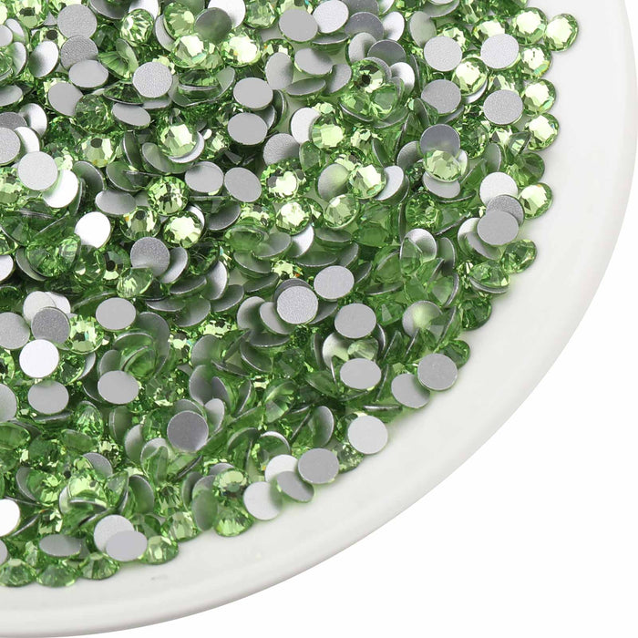 Beadsland Flat Back Crystal Rhinestones Round Gems For Nail Art And Craft Glue Fix- Light Green