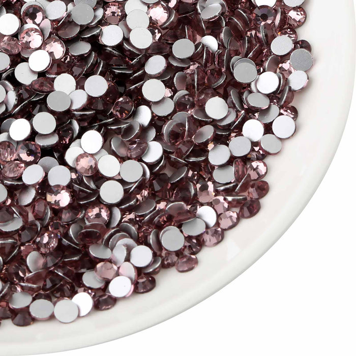 Beadsland Flat Back Crystal Rhinestones Round Gems For Nail Art And Craft Glue Fix- Light purple