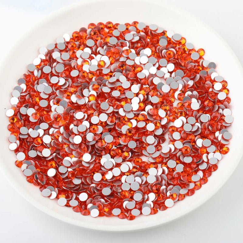 Beadsland Flat Back Crystal Rhinestones Round Gems For Nail Art And Craft Glue Fix - Orange