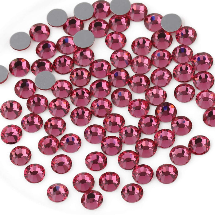 Beadsland Flat Back Crystal Rhinestones Round Gems For Nail Art And Craft Glue Fix- Rose