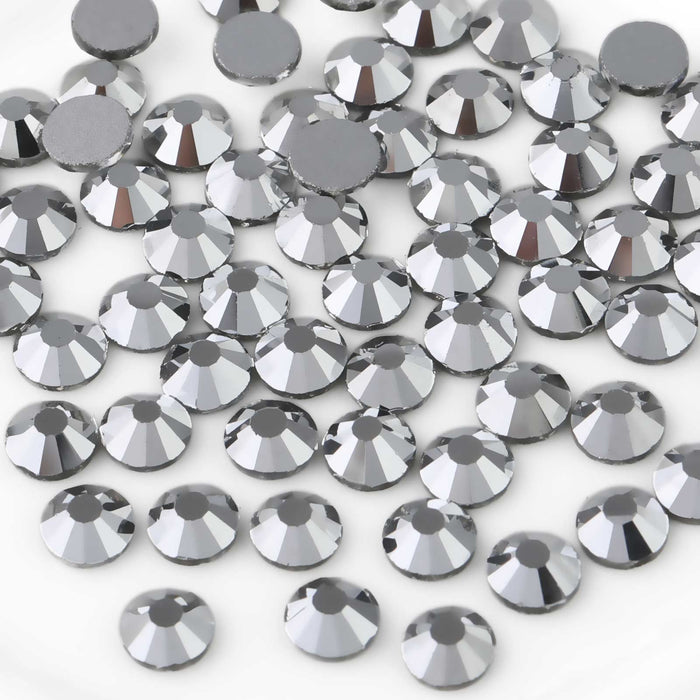Beadsland - Diamantes de imitación de cristal con parte trasera plana, gemas redondas para decoración de uñas y pegamento para manualidades, hematita plateada