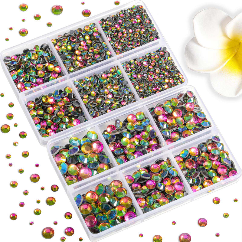 6736pcs Hotfix Rhinestones for Crafts Clothes Mixed 5 Sizes, Hotfix Crystals with Tweezers and Wax Pencil Kit, SS6-SS30- Rainbow
