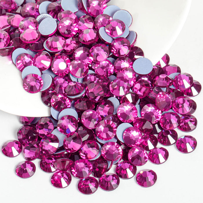 Beadsland Hotfix Rhinestones, Crystal Rhinestones for Crafts Clothes DIY Decoration-Fuchsia