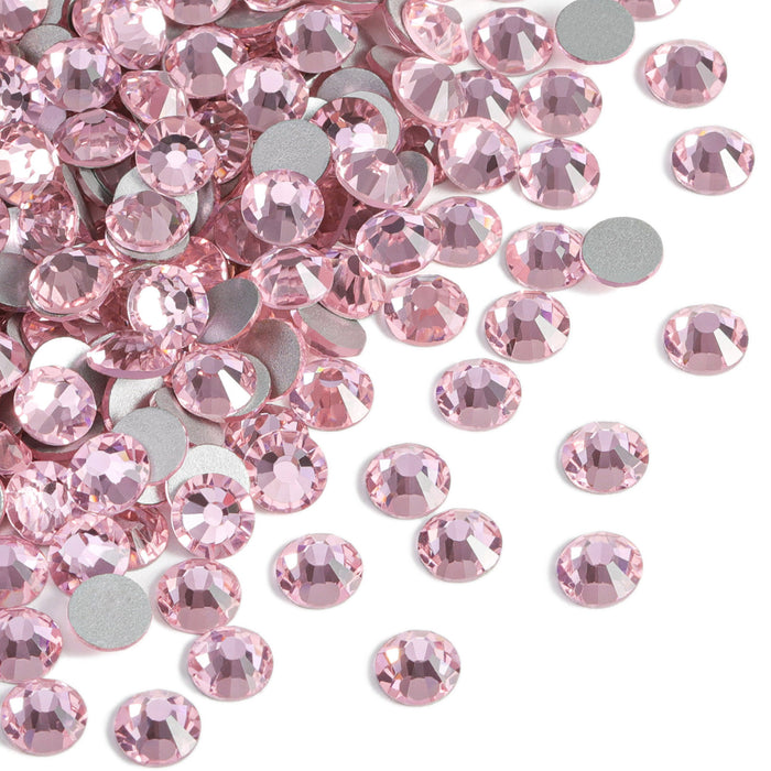 Beadsland Flat Back Crystal Rhinestones Gemas redondas para Nail Art y Craft Glue Fix - Rosa claro