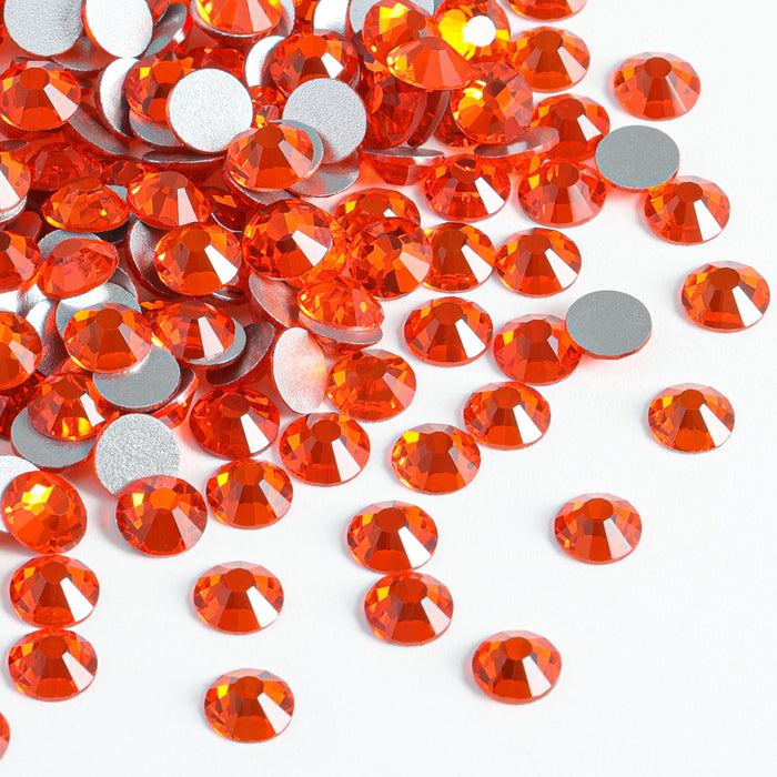 Beadsland Flat Back Crystal Rhinestones Round Gems For Nail Art And Craft Glue Fix - Orange