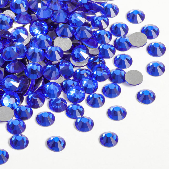 Beadsland Flat Back Crystal Rhinestones Round Gems For Nail Art And Craft Glue Fix - Sapphire