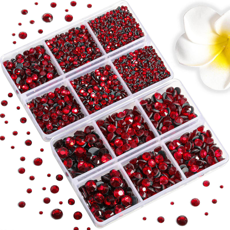 6736 piezas de diamantes de imitación Hotfix para manualidades, ropa, mezcla de 5 tamaños, cristales Hotfix con pinzas y kit de lápiz de cera, SS6-SS30- Siam
