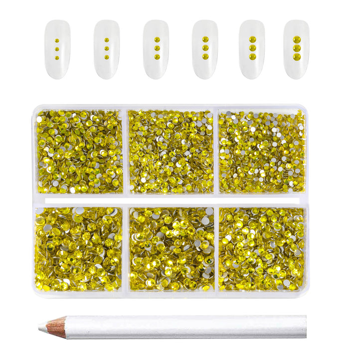 Beadsland 7200pcs Flatback Rhinestones,Nail Gems Round Crystal Rhinestones for Crafts,Mixed 6 Sizes with Wax Pencil Kit, SS3-SS10- Crystal AB