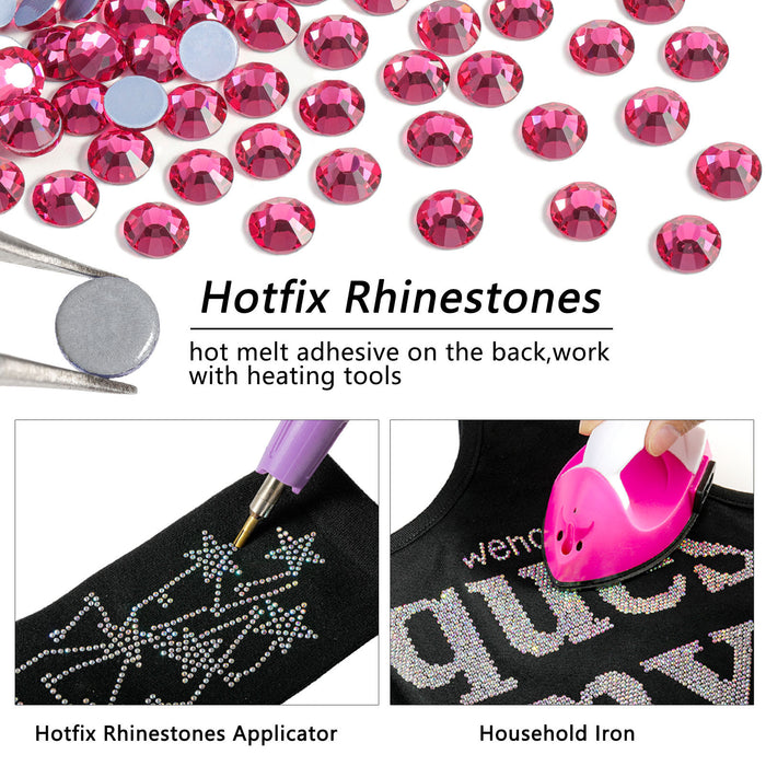 Beadsland Hotfix Rhinestones, Crystal Rhinestones for Crafts Clothes DIY Decoration-Rose