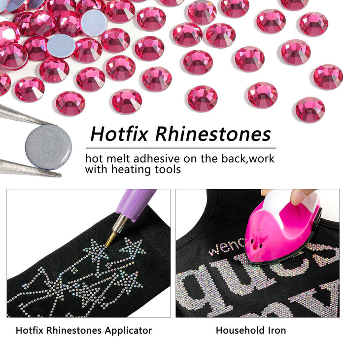 Beadsland Hotfix Rhinestones, diamantes de imitación de cristal para manualidades, ropa, decoración de bricolaje, rosa