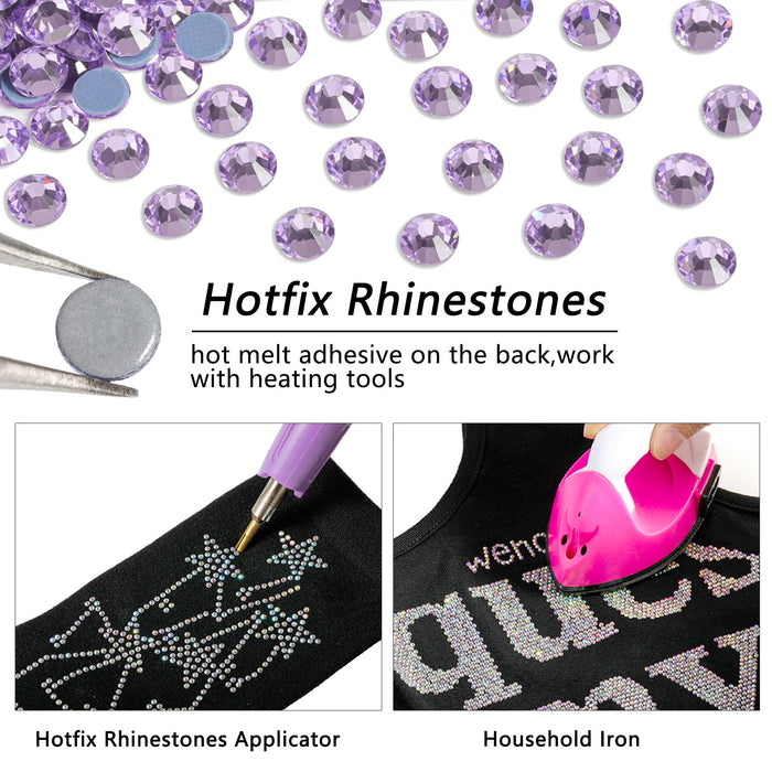 Beadsland Hotfix-Strasssteine, Kristall-Strasssteine ​​zum Basteln von Kleidung, DIY-Dekoration, Violett