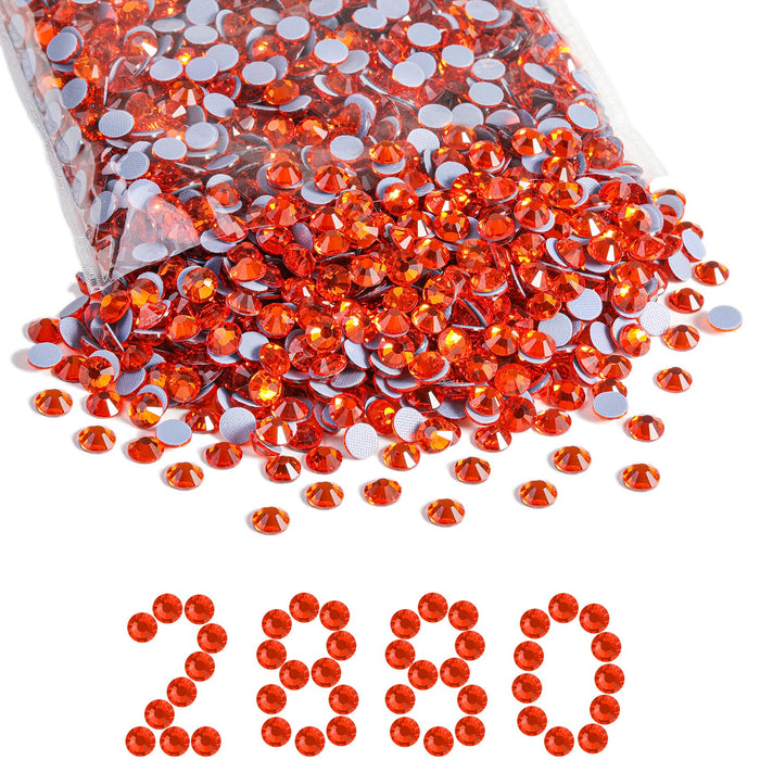 Beadsland Hotfix-Strasssteine ​​in Großpackung, 14400 Stück Hotfix-Strasssteine ​​zum Basteln von Kleidung, DIY-Dekoration, SS10-SS30-Orange
