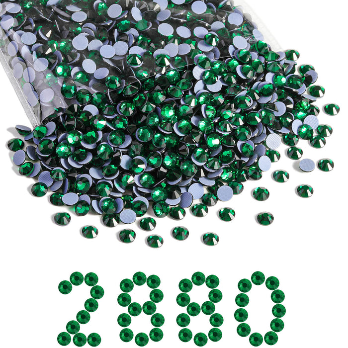 Beadsland Hotfix Rhinestones Bulk, 14400pcs Hot Fix Rhinestones para manualidades Ropa Decoración DIY, SS10-SS30-Emerald