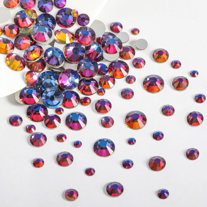Diamantes de imitación Beadsland para maquillaje, 8 tamaños, 2500 piezas, diamantes de imitación con reverso plano, gemas para la cara para uñas, manualidades con pinzas y lápiz de cera, volcán azul