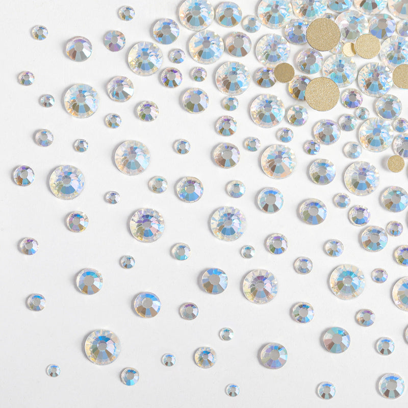 Beadsland Rhinestones for Makeup,8 sizes 2500pcs Flatback Rhinestones Face Gems for Nails Crafts with Tweezers and Wax Pencil- Blue Moonlight