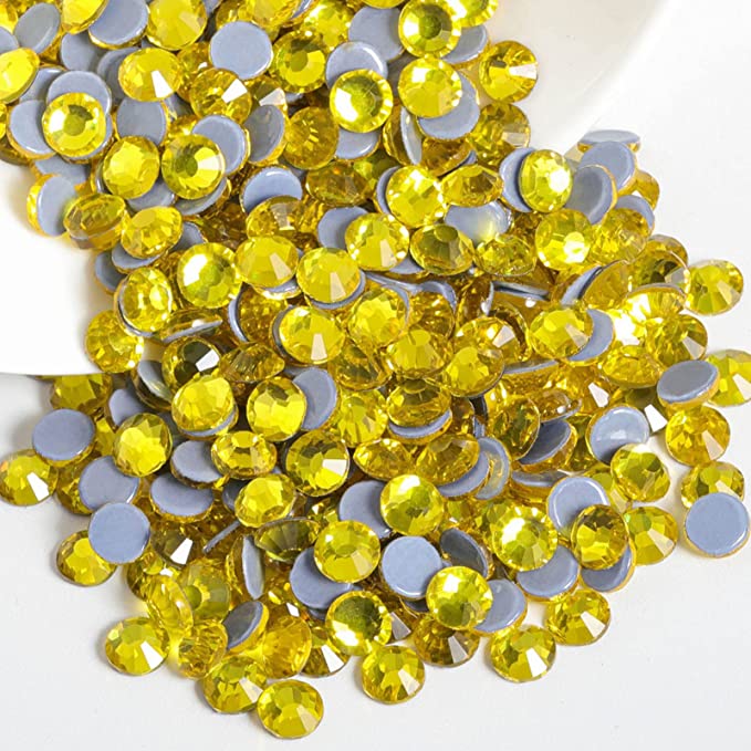 Beadsland Hotfix Rhinestones, Crystal Rhinestones for Crafts Clothes DIY Decoration-Lemon Yellow