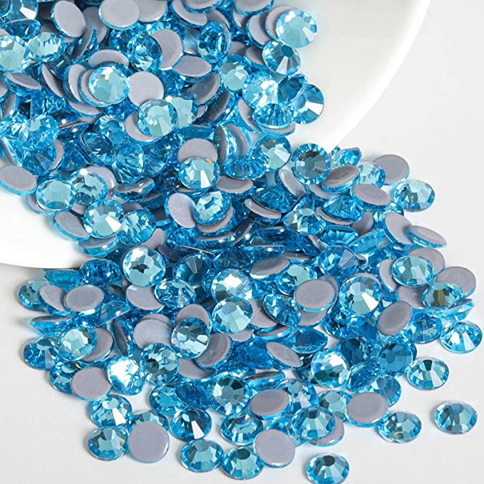 Beadsland Hotfix Rhinestones, Crystal Rhinestones for Crafts Clothes DIY Decoration-Aquamarine
